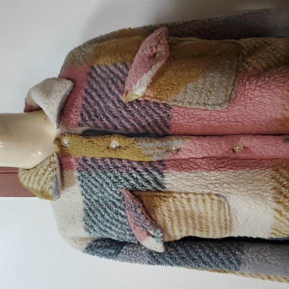 Thread & Supply Multicolor Check Plaid Teddy Jacket Size S - Picture 3 of 11